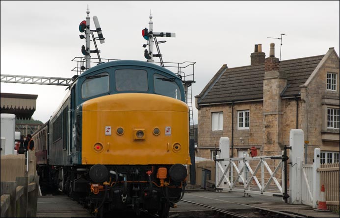 Class 45133 leaving Wansford station on the 2nd October 2009. 