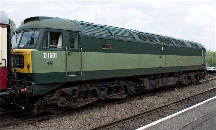 Class  47 as D1501 at Orton Mere railway station on Friday the 16th of May 2014 