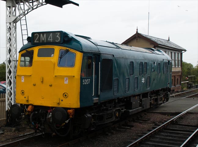 Class 25207 with the number 5207 at Wansford light engine.