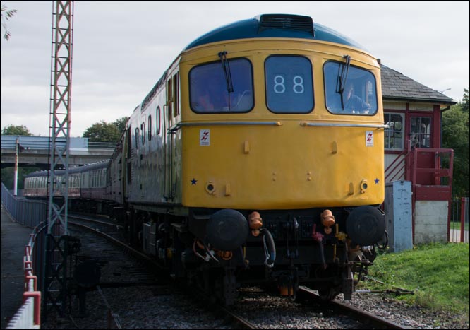 Class 33035 coming out of Orton Mere Nene Valley Railway station on the 26th September 2014 