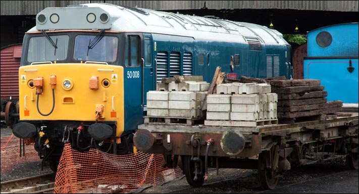 Class 50008 Thunderer in the yard at Wansford May 2013 