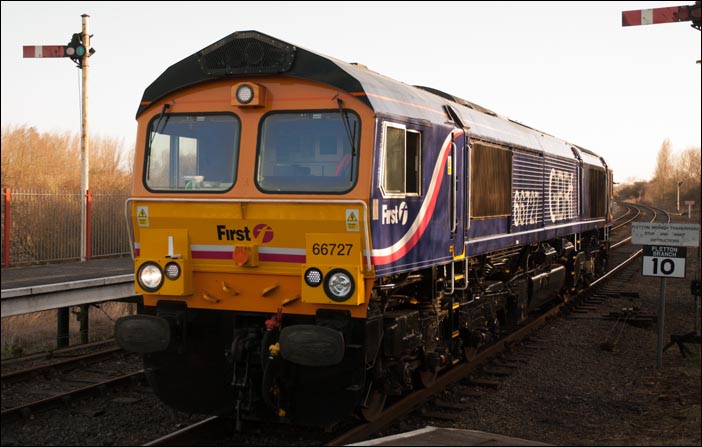 First GBRf class 66727 had come by way of the Fletton Branch 