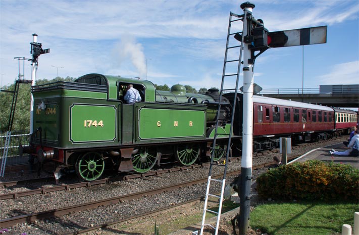 GNR N2 at Orton Mere station on the 28th of  August in 2015  