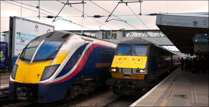 An East Coast DVT brings a train into platform 2 in 2010