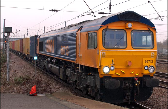 GBRf class 66713 comes into platform 4 on the 3rd of March 2012