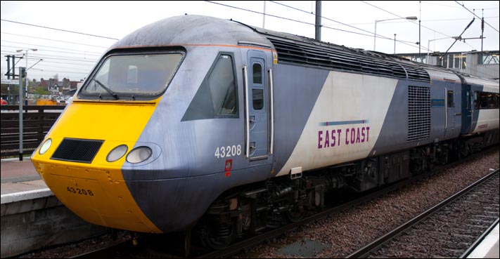 East Coast HST 43208 in platform 3 at Peterborough 29th of March 2012