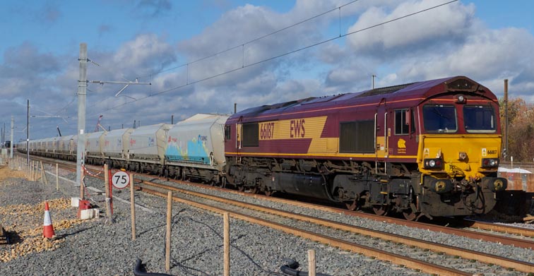 DB class 66187 on the Stamford up line on the 3rd of November 2020