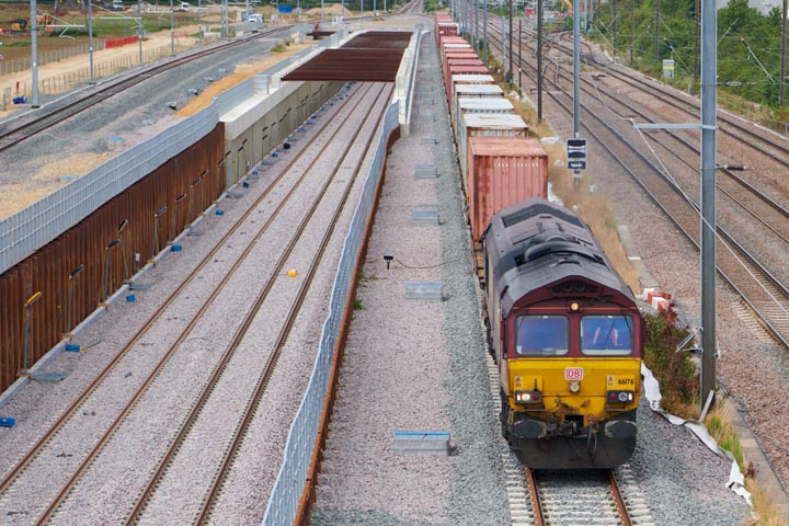 DB class 66176 is on up Stamford line  on 12th of August 2021