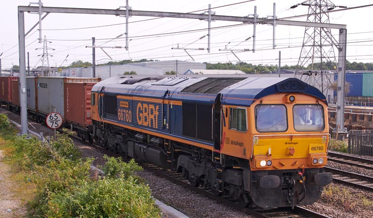 GBRf class 66760 at Werrington on the 10th of October 2020