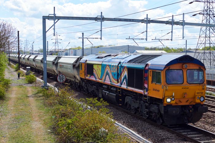 GBRF 667208 at Werrington on the 5th May in 2021.