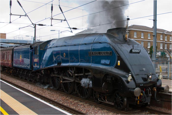 A4 4-6-2 60007 Sir Nigel Gresley in platform 1 at Peterborough