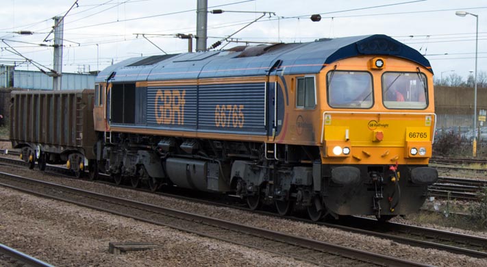 GBRf class 66765 with one wagon 