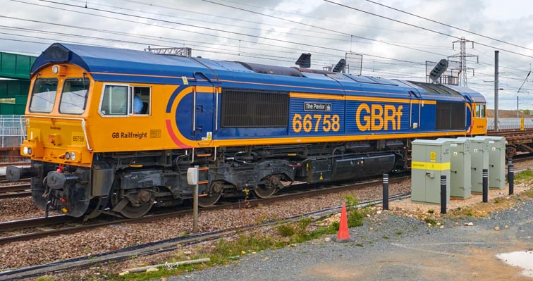 GBRF 66758 at Werrington on Sunday the 9th May in 2021.