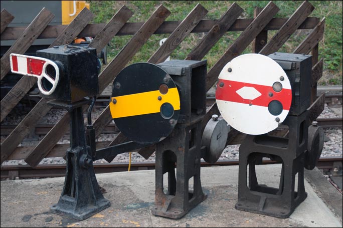 Three ground signals at the Rushden Transport Museum 