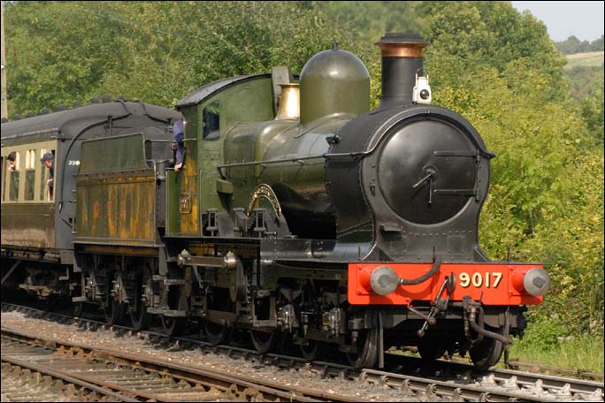 GWR 4-4-0 number 9017 at the Seven Valley Railway 