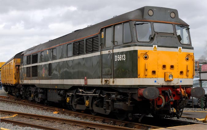Class 31 (31190) in the British Railways green as D5613