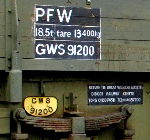 close up of tops code on Chaired sleeper wagon 