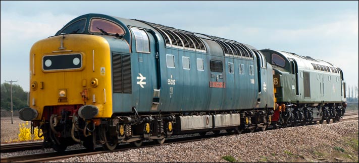 Deltic class 55022 Royal Scots Grey and D335  at Whittlesea 
