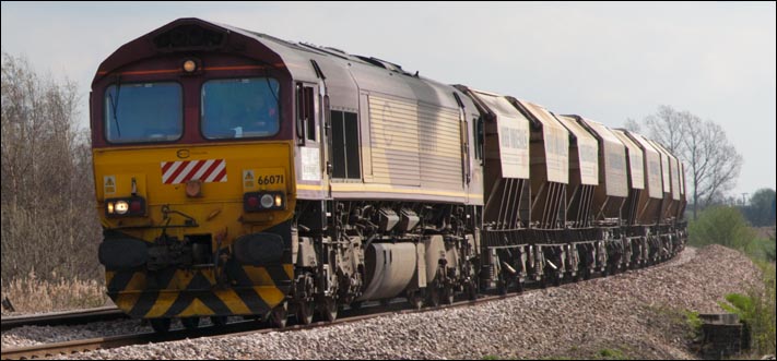 EuroCargo liveried DB class 66071 in April 2012 at Whittlesea