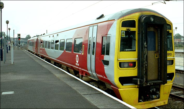 Metro class 158910 into York in 2004.