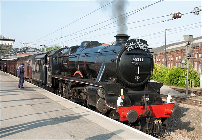 Black 5 45231  in York station on the 16th July 2013 