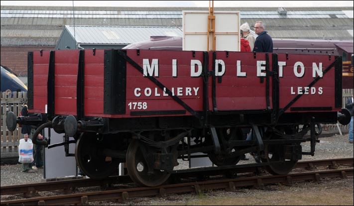 Open wagon painted in the colours of the Middleton Colliery at Leeds